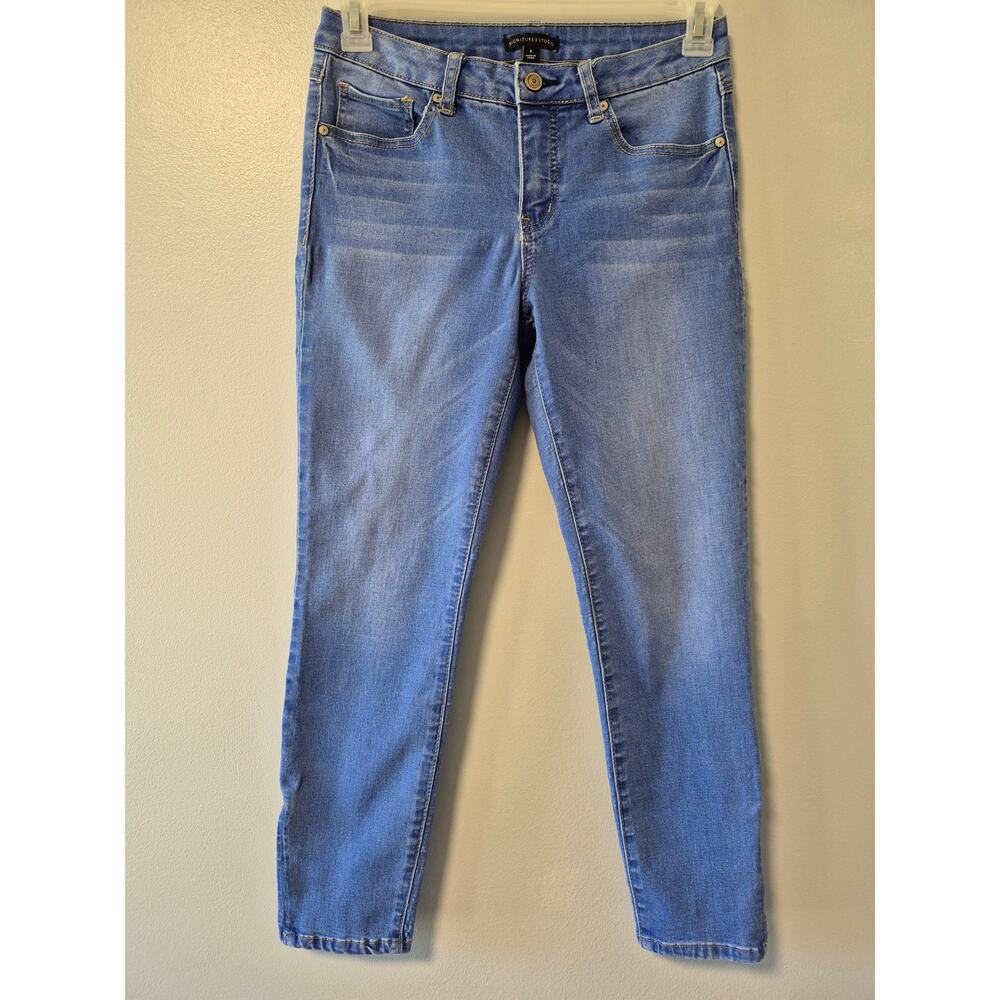 Signature Studio Womens 6 Skinny Jeans Medium Wash Blue Zip Side Ankle